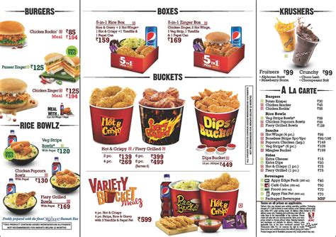 kfc food menu prices in chennai